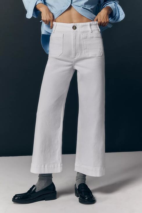 Anthropologie Denim - Anthropologie Maeve Colette High-Rise Wide-Leg Cropped Jeans White sz 26